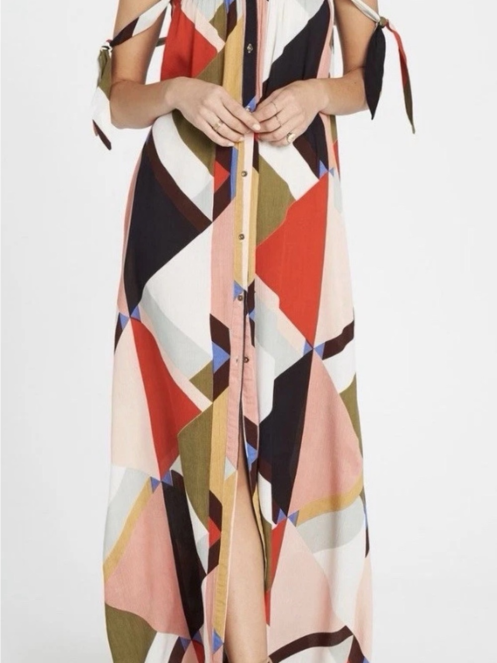 Billabong Colorblock Geometric Maxi Dress —multicolor rainbow gate